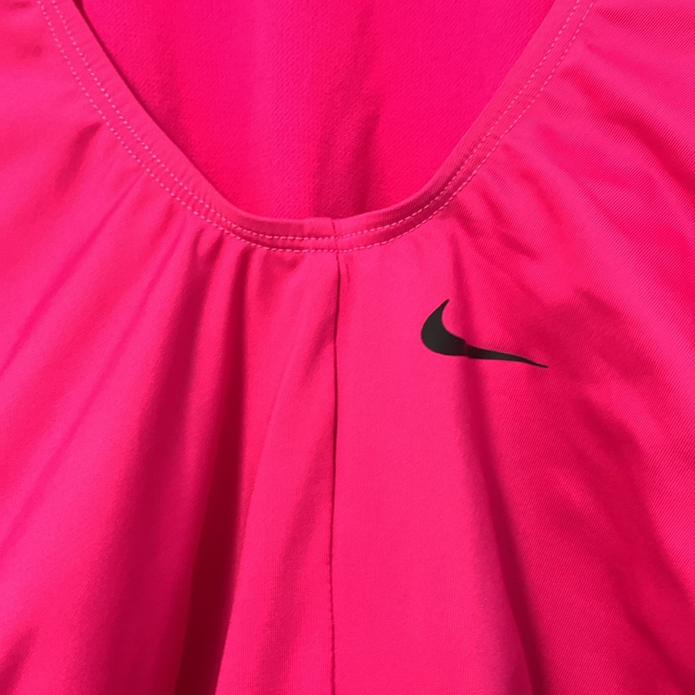 Nike hot pink fuchsia with black lettering one piece bathing suit size small new - Picture 5 of 5